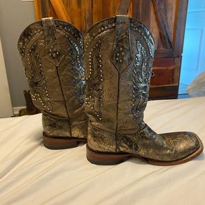 Gold and brown Ferrini leather cowboy boots